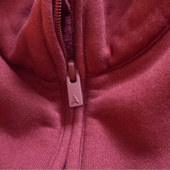 Aritzia Red cozy sweat fleece Boyfriend 1/2 Zip mock neck Sweatshirt Sz XL Fall - Picture 7 of 9